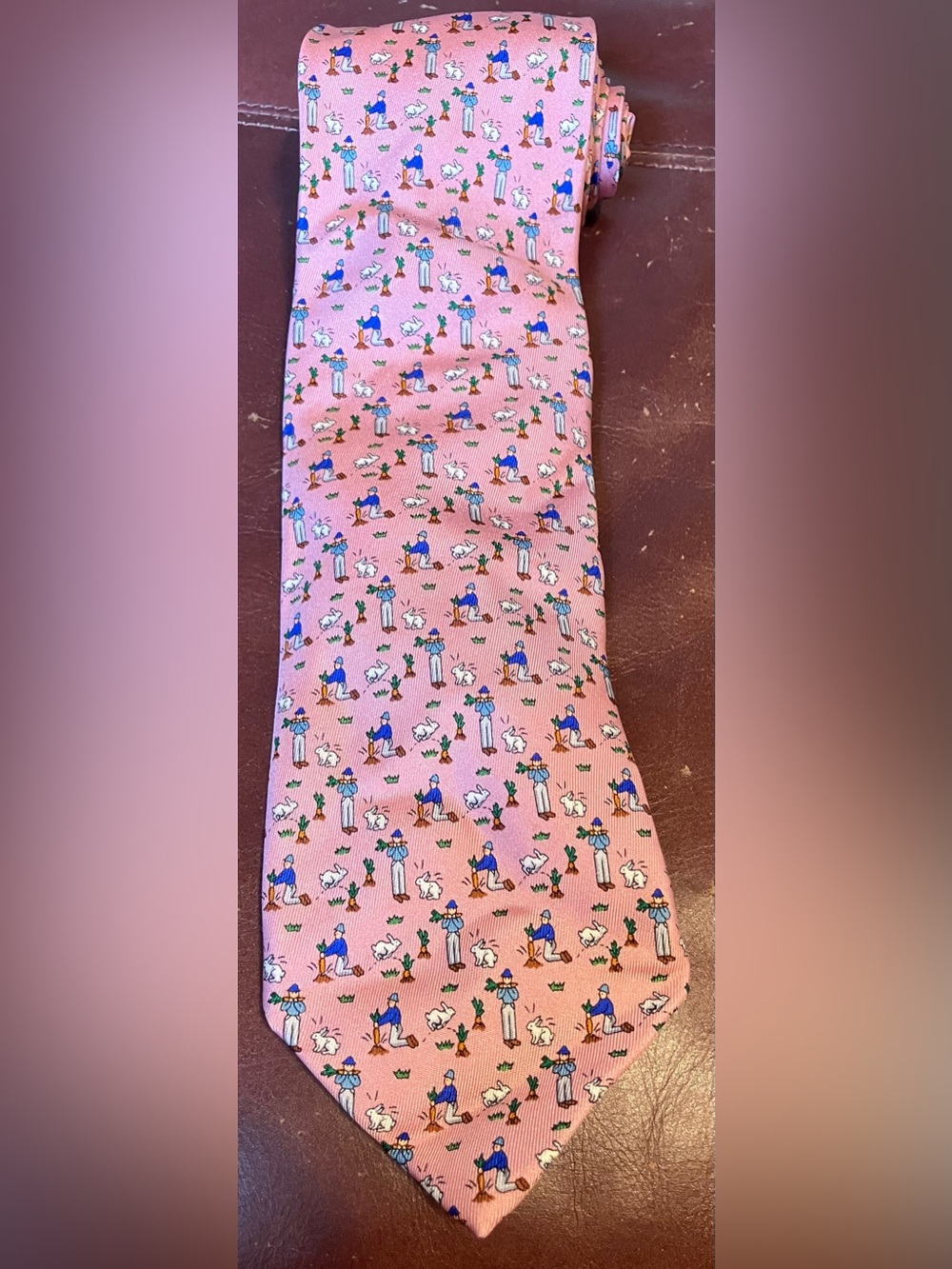Jos. A. Bank Pink Novelty Print Tie with Blue & Green Accents